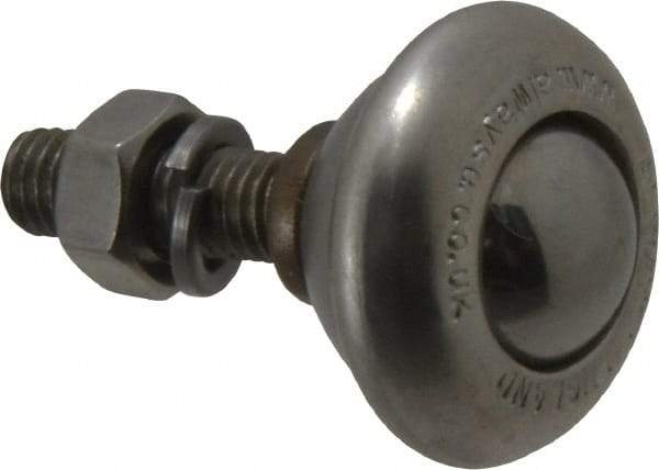 SKF - Round, Stainless Steel Ball Transfer - 24.6mm Mount Height, 55 Lb. Capacity - Industrial Tool & Supply