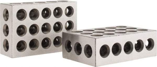 Value Collection - 0.0003 Squareness Per Inch, Hardened Steel, 1-2-3 Block with 23 Hole Setup Block - 0.0001 to 0.0007 Inch Overall Tolerance, 3/8 - 16 Inch Tapped Hole Size, 56-60 HRC Hardness, Sold As Matched Pair - Industrial Tool & Supply