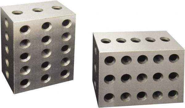Value Collection - 0.0003 Squareness Per Inch, Hardened Steel, 2-3-4 Block with 23 Hole Setup Block - 0.0001 to 0.0007 Inch Overall Tolerance, 3/8 - 16 Inch Tapped Hole Size, 56-60 HRC Hardness, Sold As Matched Pair - Industrial Tool & Supply