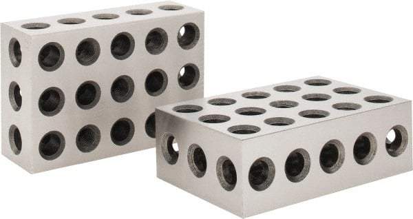 Value Collection - 0.0003 Squareness Per Inch, Hardened Steel, 2-4-6 Block with 23 Hole Setup Block - 0.0001 to 0.0007 Inch Overall Tolerance, 5/8-11 Inch Tapped Hole Size, 56-60 HRC Hardness, Sold As Matched Pair - Industrial Tool & Supply