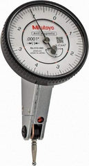 Mitutoyo - 0.016 Inch Range, 0.0001 Inch Dial Graduation, Horizontal Dial Test Indicator - 1.5748 Inch White Dial, 0-4-0 Dial Reading, Accurate to 0.0002 Inch - Industrial Tool & Supply