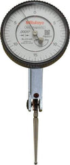 Mitutoyo - 0.06 Inch Range, 0.0005 Inch Dial Graduation, Horizontal Dial Test Indicator - 1.5748 Inch White Dial, 0-15-0 Dial Reading, Accurate to 0.0005 Inch - Industrial Tool & Supply