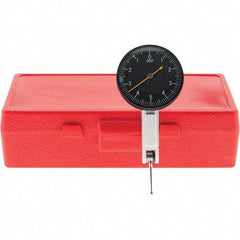 Starrett - 0.01 Inch Range, 0.0001 Inch Dial Graduation, Horizontal Dial Test Indicator - 1-3/8 Inch Black Dial, 0-5-0 Dial Reading, Includes NIST Traceability Certification - Industrial Tool & Supply