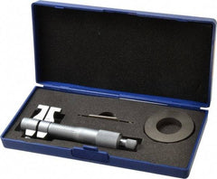 Fowler - 1 to 2 Inch Range, Satin Chrome Coated, Mechanical Inside Caliper Micrometer - 0.001 Inch Graduation, 0.0002 Inch Accuracy - Industrial Tool & Supply