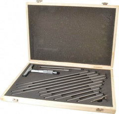 Fowler - 0 to 12" Range, 12 Rod, Satin Chrome Finish Mechanical Depth Micrometer - Ratchet Stop Thimble, 4" Base Length, 0.01mm Graduation, 0.176" Rod Diam - Industrial Tool & Supply