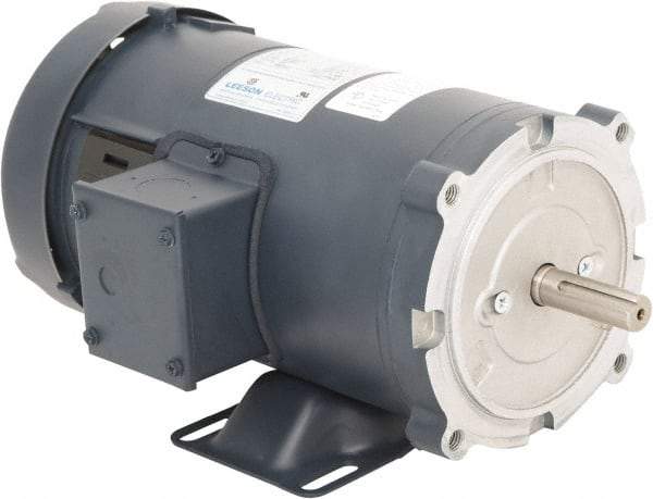 Leeson - 1 Max hp, 2,500 Max RPM, DC Electric AC DC Motor - 90 V Input, S56C Frame, 5/8" Shaft Diam, C-Face with Base Mount, TEFC Enclosure - Industrial Tool & Supply