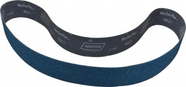 Norton - 2-1/2" Wide x 60" OAL, 36 Grit, Zirconia Alumina Abrasive Belt - Zirconia Alumina, Very Coarse, Coated, Y Weighted Cloth Backing, Dry, Series R821 - Industrial Tool & Supply