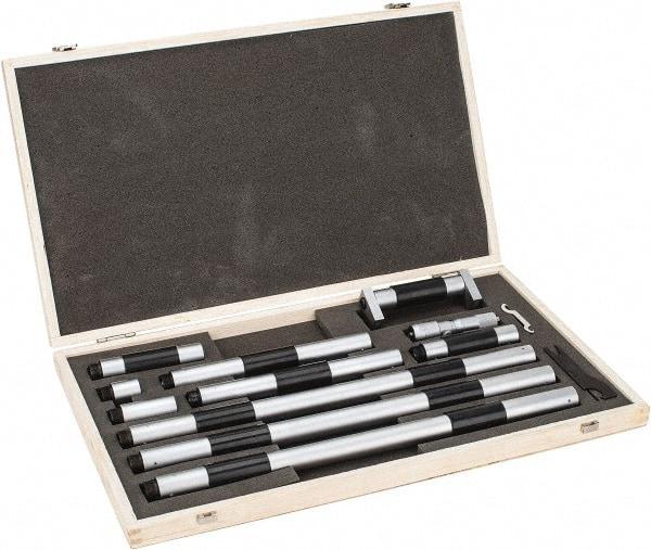 Fowler - 4 to 80", Satin Chrome Coated, Mechanical Inside Micrometer Set - 0.001" Graduation, Friction Thimble, Includes Fitted Case, Standard & Wrench - Industrial Tool & Supply