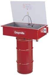 Graymills - Drum Mount Solvent-Based Parts Washer - 10 Gal Max Operating Capacity, Steel Tank, 65" High x 32" Long x 18" Wide, 115 Input Volts - Industrial Tool & Supply