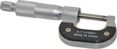 Value Collection - 0 to 1" Range, 0.0001" Graduation, Mechanical Outside Micrometer - Ratchet Stop Thimble - Industrial Tool & Supply