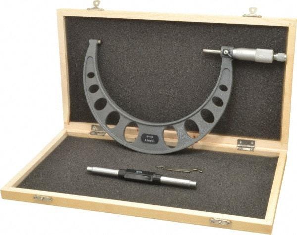 Value Collection - 6 to 7" Range, 0.0001" Graduation, Mechanical Outside Micrometer - Ratchet Stop Thimble - Industrial Tool & Supply