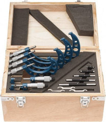 Fowler - 0 to 6 " Range, 6 Piece Mechanical Outside Micrometer Set - 0.0001" Graduation, Friction (0 to 2"), Ratchet Stop (2 to 6") Thimble, Carbide Tipped Face - Industrial Tool & Supply