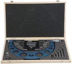 Fowler - Mechanical, 16 to 20 Inch Range, Carbide Face Interchangeable Anvil Micrometer - Ratchet Stop Thimble, 0.001 Inch Graduation, Includes Case and Standards - Industrial Tool & Supply