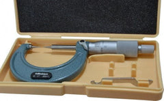 Mitutoyo - 1 Inch, 38mm Throat Depth, Ratchet Stop, Mechanical Point Micrometer - Accurate Up to 0.00015 Inch, 0.001 Inch Graduation, 0.5039 Inch Point Length, 15° Point Angle, 18mm Head Diameter, 6.35mm Spindle Diameter - Industrial Tool & Supply