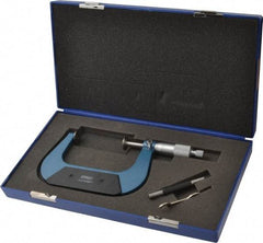 Fowler - 3 to 4 Inch, 0.001 Inch Graduation, Ratchet Stop Thimble, Mechanical Disc Micrometer - 0.00024 Inch Accuracy, 0.945 Inch Disc, 0.256 Inch Spindle - Industrial Tool & Supply