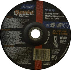 Norton - 7" Wheel Diam, 1/16" Wheel Thickness, 7/8" Arbor Hole, Type 27 Depressed Center Wheel - Aluminum Oxide, 8,600 Max RPM, Compatible with Angle Grinder - Industrial Tool & Supply