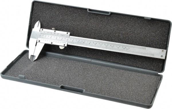 Value Collection - 0 to 6" Carbon Steel Vernier Caliper - 0.05mm Graduation, 1.5748" Jaw Depth, 0.0012" Accuracy, Includes Depth, Inside Diameter, Outside Diameter, Step - Industrial Tool & Supply