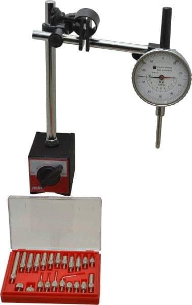 TESA Brown & Sharpe - 0.001" Graduation, 0-100 Dial Reading, Indicator & Base Kit - 2-1/4" Dial Diam - Industrial Tool & Supply