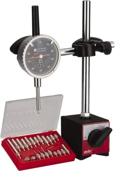 TESA Brown & Sharpe - 0.001" Graduation, 0-100 Dial Reading, Indicator & Base Kit - 2-1/4" Dial Diam - Industrial Tool & Supply