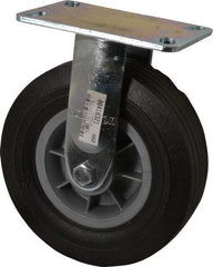 Hamilton - 8" Diam x 2-1/2" Wide x 9-1/2" OAH Top Plate Mount Rigid Caster - Rubber, 400 Lb Capacity, Ball Bearing, 4-1/2 x 6-1/4" Plate - Industrial Tool & Supply