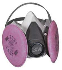 3M - Size S, P100 NIOSH Filter Rating, Thermoplastic Elastomer, Half Mask Facepiece Respirator Assembly - Protection from Oil and Non-Oil Based Particles, 4 Point Suspension - Industrial Tool & Supply