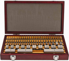 Mitutoyo - 81 Piece, 0.05 to 4", Grade 0, Steel Gage Block Set - Square, 10µ (3"), 12µ (4"), 5µ (0.05-0.4"), 6µ (0.45-1"), 8µ (2") Tolerance - Industrial Tool & Supply