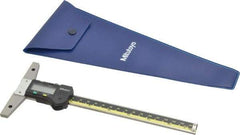 Mitutoyo - 0" to 6" Stainless Steel Electronic Depth Gage - 0.03mm Accuracy, 0.01mm Resolution, 4" Base Length - Industrial Tool & Supply