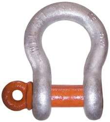 CM - 2" Nominal Chain Size, 43 Ton Alloy Steel Screw Anchor Shackle - 2-13/32" Diam, 2-1/4" Pin Diam, 3-1/4" Wide Inside Jaw, 5-1/4" Inside Width - Industrial Tool & Supply
