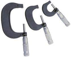 TESA Brown & Sharpe - 0 to 3" Range, 3 Piece Mechanical Outside Micrometer Set - 0.0001" Graduation, 4 & 5µm Accuracy, Friction Thimble, Carbide Tipped Face - Industrial Tool & Supply