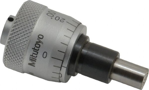 Mitutoyo - 1/4 Inch, 0.79 Inch Thimble, 6.35mm Diameter x 0.3543 Inch Long Spindle, Mechanical Micrometer Head - Industrial Tool & Supply