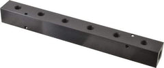Made in USA - 1/4" Inlet, 1/8" Outlet Manifold - 9-1/4" Long x 1" Wide x 1" High, 0.17" Mount Hole, 2 Inlet Ports, 6 Outlet Ports - Industrial Tool & Supply