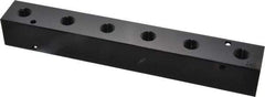 Made in USA - 3/8" Inlet, 1/4" Outlet Manifold - 9-1/4" Long x 1-1/4" Wide x 1-1/4" High, 0.2" Mount Hole, 2 Inlet Ports, 6 Outlet Ports - Industrial Tool & Supply