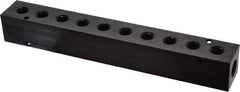 Made in USA - 3/8" Inlet, 1/4" Outlet Manifold - 9.38" Long x 1-1/4" Wide x 1-1/4" High, 0.2" Mount Hole, 2 Inlet Ports, 10 Outlet Ports - Industrial Tool & Supply