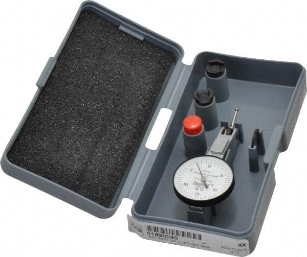 TESA Brown & Sharpe - 0.03 Inch Range, 0.0005 Inch Dial Graduation, Horizontal Dial Test Indicator - 1 Inch White Dial, 0-15-0 Dial Reading, Accurate to 0.0005 Inch - Industrial Tool & Supply