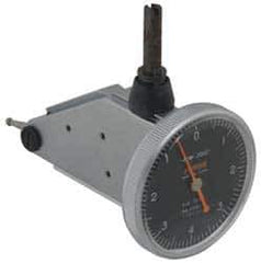 Peacock - 0.03 Inch Range, 0.0005 Inch Dial Graduation, Vertical Dial Test Indicator - 1-3/8 Inch Black Dial, 0-15-0 Dial Reading, Accurate to 0.0005 Inch - Industrial Tool & Supply