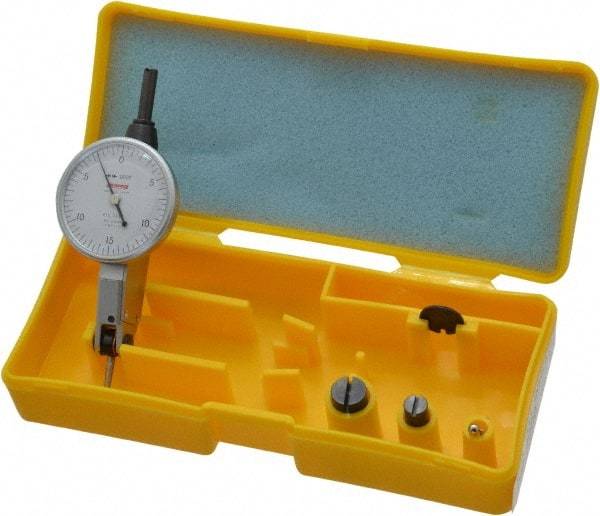 Peacock - 0.03 Inch Range, 0.0005 Inch Dial Graduation, Horizontal Dial Test Indicator - 1-3/8 Inch White Dial, 0-15-0 Dial Reading, Accurate to 0.0005 Inch - Industrial Tool & Supply