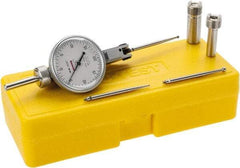Peacock - 0.04 Inch Range, 0.0005 Inch Dial Graduation, Horizontal Dial Test Indicator - 1-3/8 Inch White Dial, 0-20-0 Dial Reading, Accurate to 0.001 Inch - Industrial Tool & Supply