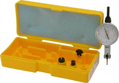 Peacock - 0.008 Inch Range, 0.0001 Inch Dial Graduation, Horizontal Dial Test Indicator - 1-3/8 Inch White Dial, 0-4-0 Dial Reading, Accurate to 0.0003 Inch - Industrial Tool & Supply