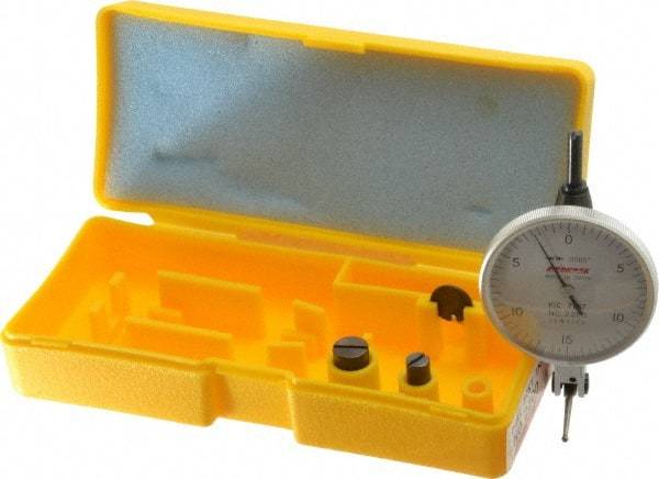 Peacock - 0.03 Inch Range, 0.0005 Inch Dial Graduation, Horizontal Dial Test Indicator - 1-53/64 Inch White Dial, 0-15-0 Dial Reading, Accurate to 0.0005 Inch - Industrial Tool & Supply