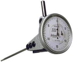 INTERAPID - 0.06 Inch Range, 0.0005 Inch Dial Graduation, Vertical Dial Test Indicator - 1-1/2 Inch White Dial, 0-15-0 Dial Reading - Industrial Tool & Supply