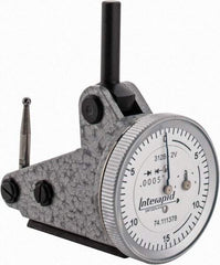 INTERAPID - 0.06 Inch Range, 0.0005 Inch Dial Graduation, Vertical Dial Test Indicator - 1.2 Inch White Dial, 0-15-0 Dial Reading - Industrial Tool & Supply