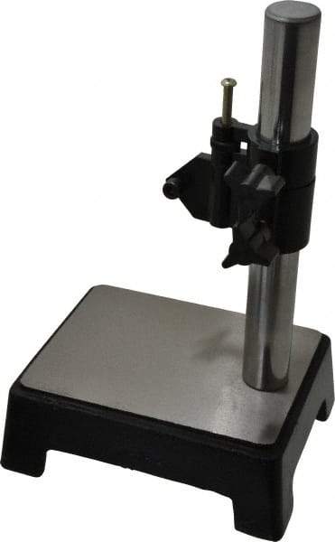 Value Collection - Steel, Rectangular Base, Comparator Gage Stand - 8-1/2" High, 5-1/2" Base Length x 4-1/4" Base Width x 2.16" Base Height, Includes Holder - Industrial Tool & Supply