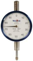 Teclock - 1/4" Range, 0-100 Dial Reading, 0.001" Graduation Dial Drop Indicator - 2-11/64" Dial, 0.1" Range per Revolution, 0.0007" Accuracy - Industrial Tool & Supply