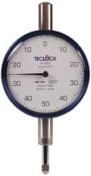 Teclock - 1/4" Range, 0-50-0 Dial Reading, 0.001" Graduation Dial Drop Indicator - 2-11/64" Dial, 0.1" Range per Revolution, 0.0007" Accuracy - Industrial Tool & Supply