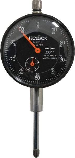 Teclock - 1" Range, 0-100 Dial Reading, 0.001" Graduation Dial Drop Indicator - 2-11/64" Dial, 0.1" Range per Revolution, 0.0014" Accuracy, Revolution Counter - Industrial Tool & Supply