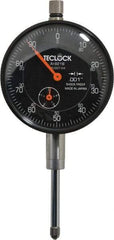 Teclock - 1" Range, 0-100 Dial Reading, 0.001" Graduation Dial Drop Indicator - 2-11/64" Dial, 0.1" Range per Revolution, 0.0014" Accuracy, Revolution Counter - Industrial Tool & Supply