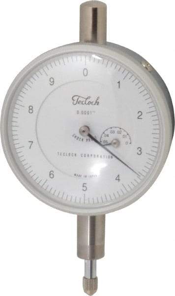 Teclock - 0.05" Range, 0-10 Dial Reading, 0.0001" Graduation Dial Drop Indicator - 2-13/64" Dial, 0.01" Range per Revolution, 0.0002" Accuracy, Revolution Counter - Industrial Tool & Supply