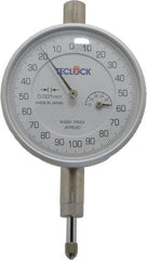 Teclock - 1mm Range, 0-100-0 Dial Reading, 0.001mm Graduation Dial Drop Indicator - 2-13/64" Dial, Revolution Counter - Industrial Tool & Supply