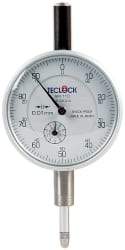 Teclock - 10mm Range, 0-100 Dial Reading, 0.01" Graduation Dial Drop Indicator - 2-11/64" Dial, 1" Range per Revolution, 0.015" Accuracy, Revolution Counter - Industrial Tool & Supply