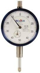 Teclock - 1/2" Range, 0-50-0 Dial Reading, 0.001" Graduation Dial Drop Indicator - 2-11/64" Dial, 0.1" Range per Revolution, 0.0009" Accuracy, Revolution Counter - Industrial Tool & Supply